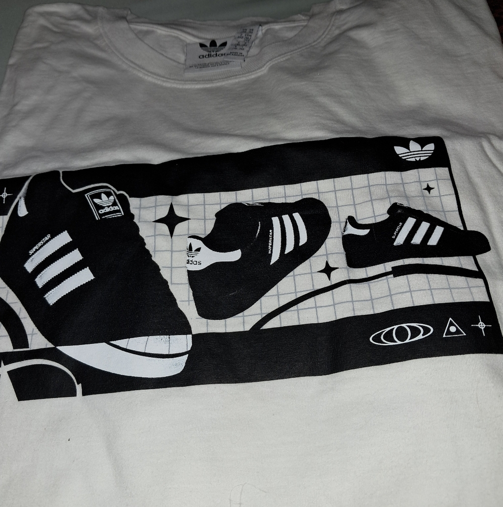 Men's Adidas Superstar Shoe Logo T Shirt Sz XXL